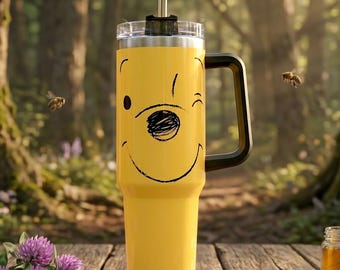 Disney Winnie the Pooh 40oz Tumbler with Handle, Pooh Bear Insulated Travel Mug with Straw, Stainless Steel Cup Gift