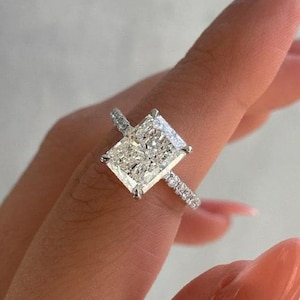 14K Solid Gold Engagement Ring /1.25CT Radiant Moissanite Wedding Ring/Moissanite Engagement Ring/Stack Ring/Promise ring/Rose gold