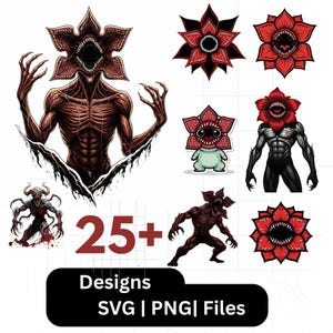 Demogorgon PNG Bundle, Inspiriert von Demogorgon, gruselige gruselige Monster Illustration, digitaler Download