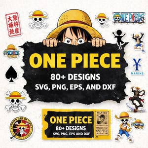 Pakiet 80+ Anime Pirate SVG – Postacie przygodowe w stylu mangi | Mega cyfrowe pobieranie | Clipart One Piece, pakiet anime, pakiet anime SVG
