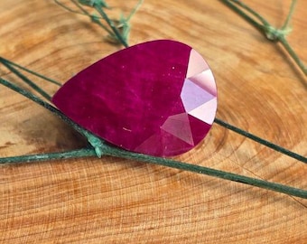 Natural Ruby (Maanik) 21.83 Ct Pear Cut Kanchanaburi Origin Gemstone for Ring & Astrology