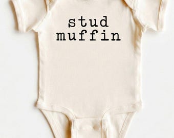 Stud Muffin Baby Onesie®, Funny Toddler Shirt, Natural Cotton Bodysuit