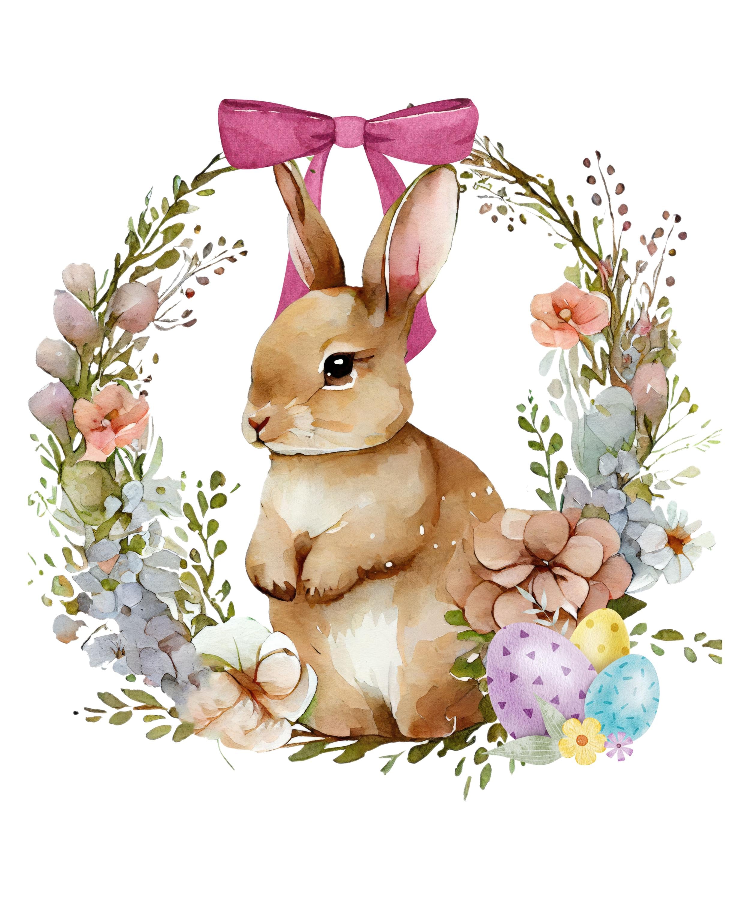 Easter Bunny With Wreath and Easter Eggs - Etsy