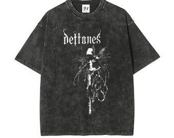 Vintage Gothic Graphic Tee, Washed Grunge Band Style Shirt, Dark Aesthetic Oversized T Shirt, Unisex Streetwear Gift