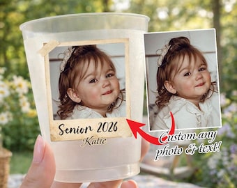 Vasos personalizados para graduación de la promoción 2026 con foto, vaso esmerilado, vasos para fiestas de la clase de 2026, vaso personalizado para graduados, regalo de graduación de la escuela secundaria