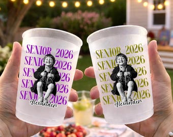 Gepersonaliseerde senior aangepaste vintage foto matte beker, klasse van 2026 afstudeercadeau, afstudeerdrinkgerei, beker senioren, beker feestbedankje