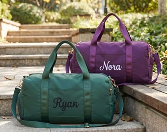 Bolsa de viaje personalizada con nombre bordado, bolsa de fin de semana con compartimento para zapatos, bolsa de gimnasio, regalo de graduación