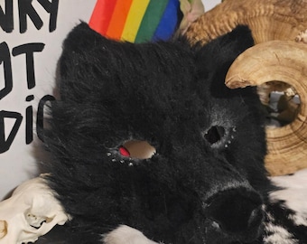 Black wolf/ dog therian mask!