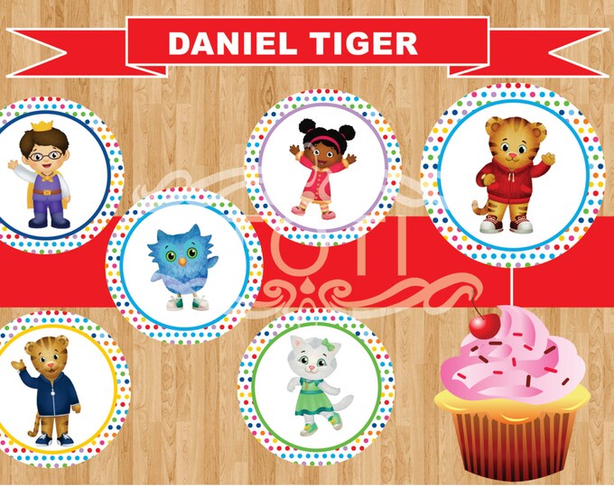 Daniel Tiger Cup Cake Toppers Stickers Labels and Favor Etsy