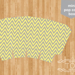 Gray/Yellow Chevron Mini Popcorn Box (digital file)
