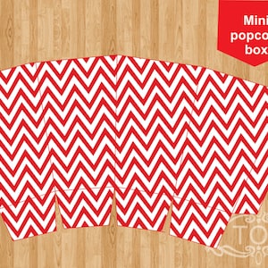 Red Chevron Mini Popcorn Box (digital file)