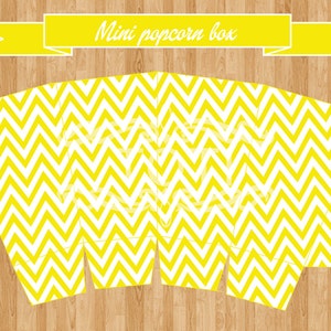 Yellow  Chevron  Mini Popcorn Box (digital file)