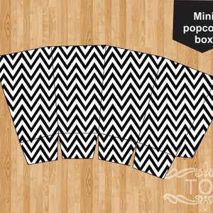 Black Chevron Mini Popcorn Box (digital file)