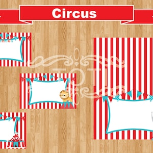 INSTANT DOWNLOAD Circus Party Buffet Table Cards