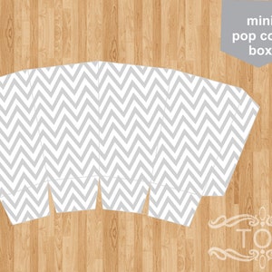 Gray Chevron Mini Popcorn Box (digital file)