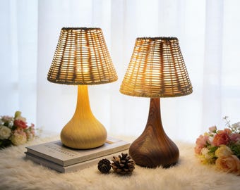 Lámpara de mesa tejida a mano regulable, luz de noche artística vintage, lámpara de ambiente minimalista moderna para una decoración acogedora del hogar. Más vendido.