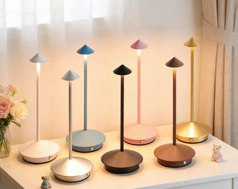 Lámpara de mesa LED de metal táctil recargable, lámpara de noche moderna, barra de luz ambiental minimalista, luz de noche portátil para dormitorio y decoración al aire libre.