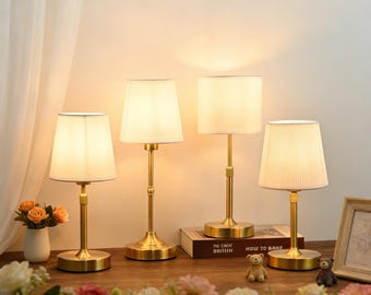 Lámpara de mesa de tela de lujo, luz de escritorio de estudio recargable, lámpara de noche ambiental moderna, elegante decoración del hogar inalámbrica. Más vendida.