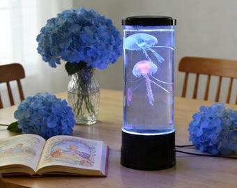 Luminária em formato de água-viva, luminária LED em formato de água-viva, luminária para aquário em formato de água-viva, presente de aniversário para adultos e crianças, luz com sete cores variáveis.