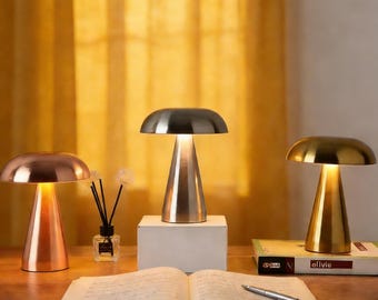 Lámpara de mesa nórdica en forma de hongo, luz ambiental LED, adecuada para comedor y dormitorio, iluminación de comedor minimalista moderna.
