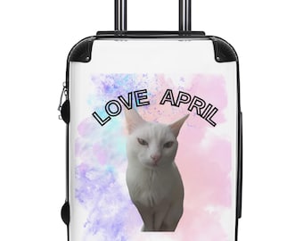Love April Cat Suitcase | Pastel Cloud Cat Carry-On
