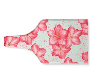 Cherry Blossom Floral Wine Bottle Shaped Cutting Board | Spring Kitchen Decor