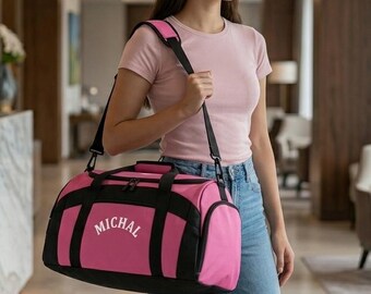 Personalised Monogram Gym Bag, Custom Duffel Bag, Overnight Holdall Gift For Him, Travel Cabin Bag, School Sports Kit Bag, Fathers Day