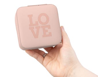 LOVE embossed jewelry travel case | compact ring earring organizer