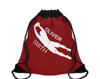 Soccer Goalkeeper Catch Drawstring Bag | Personalized Name Oliver Smith