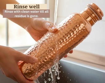 Ayurveda 100% Pure Hammered Copper Hammered Copper Water Bottle – Ayurvedic Detox Drinkware with Screw Lid Eco Friendly  Drinking Bottle