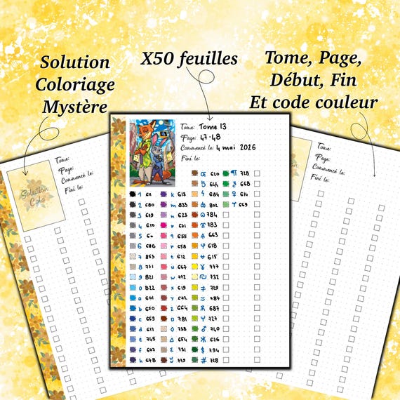 Bloc-notes A5 pour coloriage mystère – Suivi des codes couleurs & organisation créative