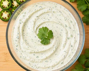 Ricetta della salsa al jalapeño e coriandolo / Salsa cremosa alla panna acida, preparabile in anticipo