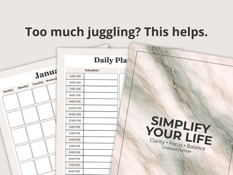 Simple Digital Planner, Undated Daily Weekly Monthly Pages, Minimal ...