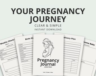 Large Print Pregnancy Journal, Weekly Tracker, Birth Plan, Printable Planner