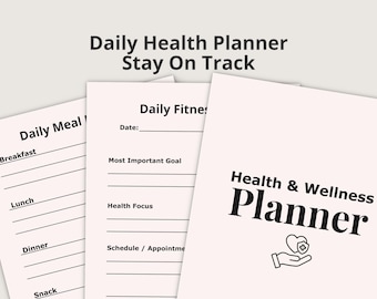 All-In-One Wellness Planner, Daily Health Tracker, Fitness & Meal Log, Simple Layout PDF