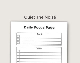Daily Focus Page Printable, Simple Planner Page, Large Print PDF