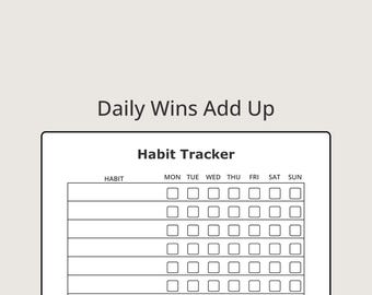 Weekly Habit Tracker Printable, Large Print PDF, Clean Design