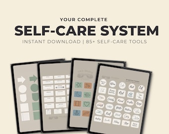 Self Care Digital Sticker Bundle | Mood Trackers, Wellness Tools, Calm Icons