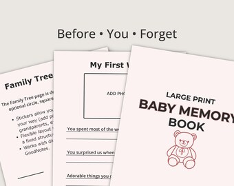 Large Print Baby Memory Book First Year Keepsake Journal New Mom Gift