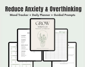 Anxiety Depression Journal | CBT Therapy Workbook, Mental Health Planner, Mood Tracker