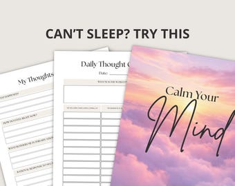 Anxiety Relief Printable | CBT Thought Record, Mood Tracker, Mental Health Planner PDF
