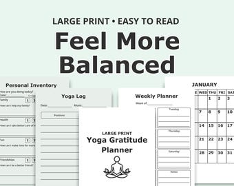 Yoga Gratitude Planner Large Print Daily Journal Mindfulness Weekly Calendar