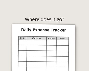 Daily Expense Tracker Printable, Simple Spending Log, Large Print PDF
