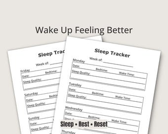 Sleep Tracker Printable, Weekly Sleep Log, Large Print PDF
