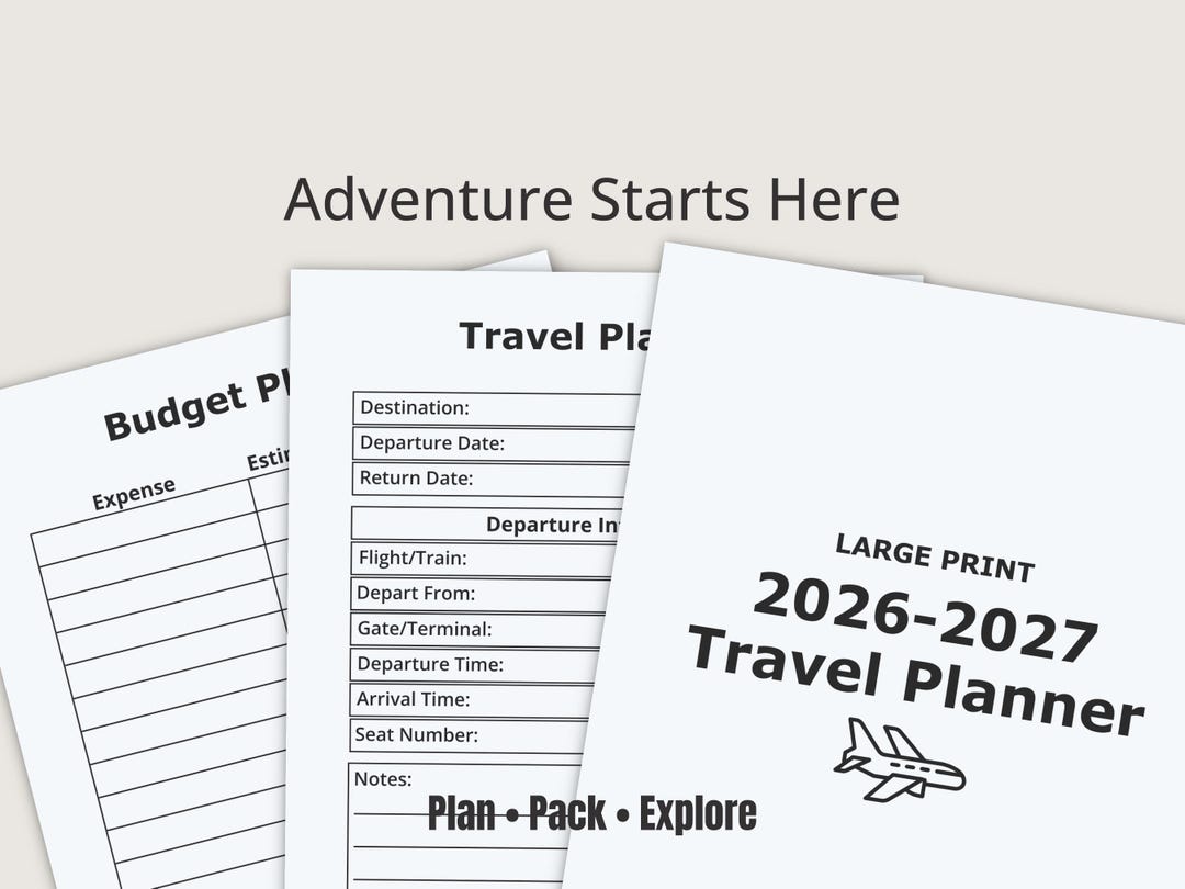 Large Print Travel Planner 2026 2027 Simple Trip Organizer Easy To Read Il 1g8u 