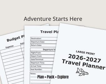 Large Print Travel Planner 2026-2027 Simple Trip Organizer Easy to Read PDF
