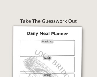 Daily Meal Planner Printable, Simple Meal Plan Page, Large Print PDF