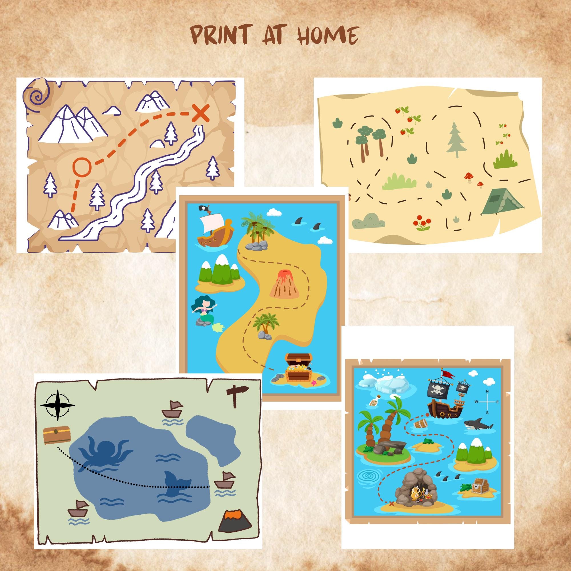 30 Printable Treasure Maps for Kids + DIY Letter Pages & Blank Maps ...