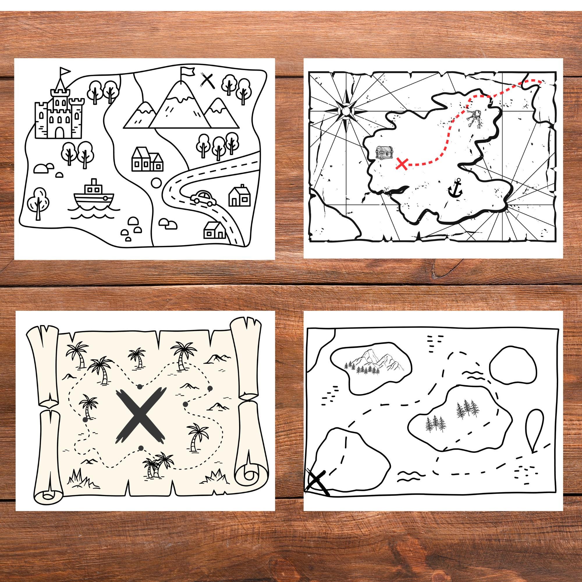 30 Treasure Map Coloring Pages for Kids | Printable Pirate Adventure ...
