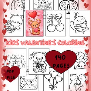 Kids Valentine's Day Coloring Book | 140 Printable Pages (PDF Download) | Big Bundle